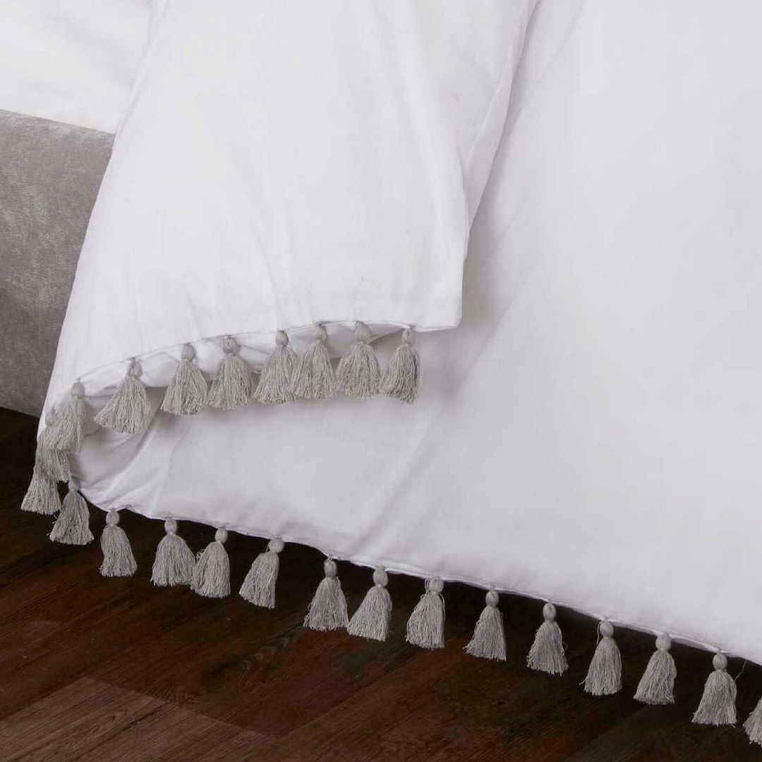 Schlicht Bettwäscheset mit Klobige Quasten Rand & Fransen in 2 Farbe | eBay